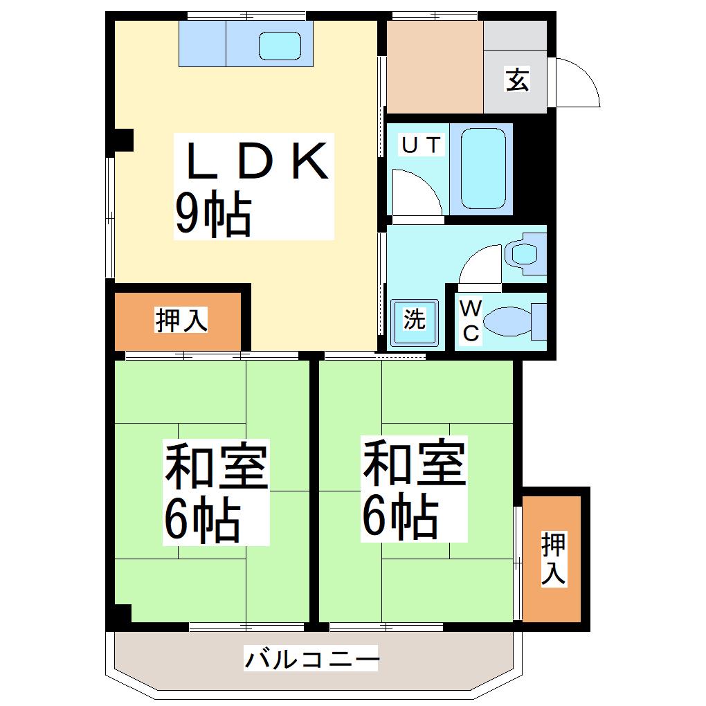 ハイツ社南(2DK/2階)の間取り写真