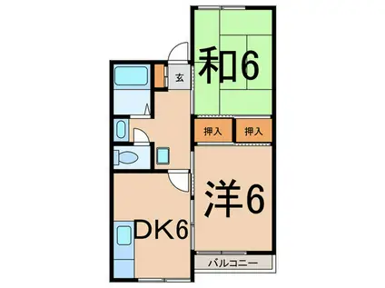 ロイヤル天水(2DK/1階)の間取り写真