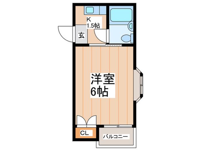 リバティー中央(1K/3階)の間取り写真
