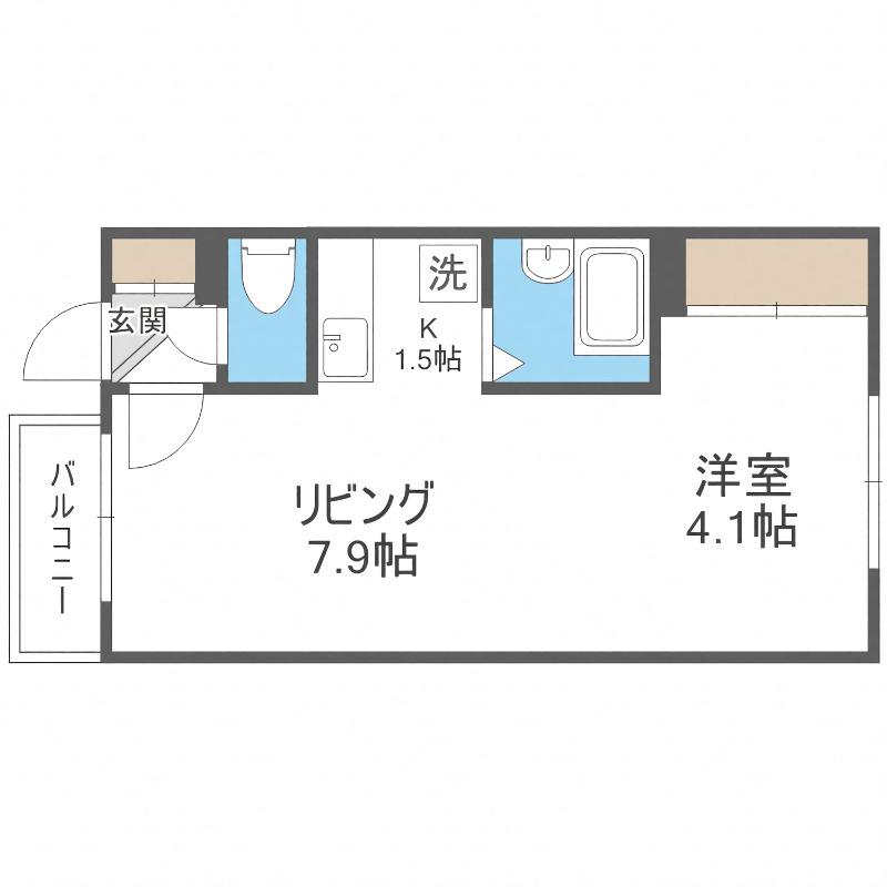 カサデューク澄川81(1DK/3階)の間取り写真