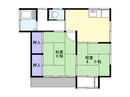 ハイツ庭野(2DK/1階)の間取り写真