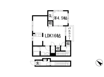 ONLYONE川西丸の内(1LDK/2階)の間取り写真