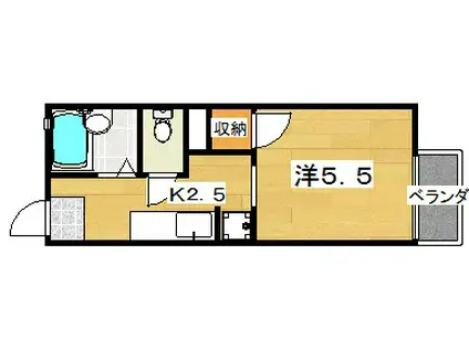 ラポール渚 A棟(1K/1階)の間取り写真