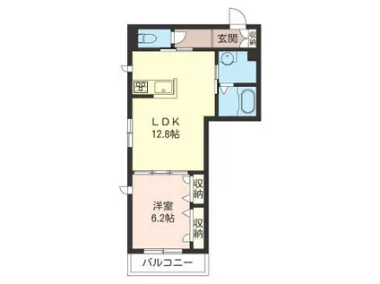 ヴォーヌング平町1(1LDK/3階)の間取り写真