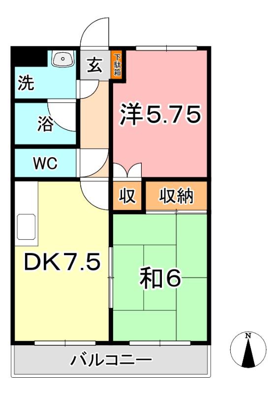 瀬戸内コーポ(2DK/2階)の間取り写真