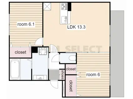 メゾン・ラフィーノII(2LDK/1階)の間取り写真