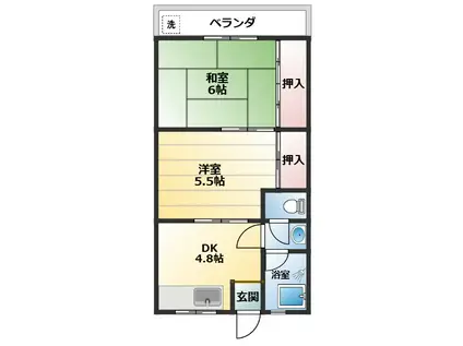 マンション雑賀屋(2DK/2階)の間取り写真