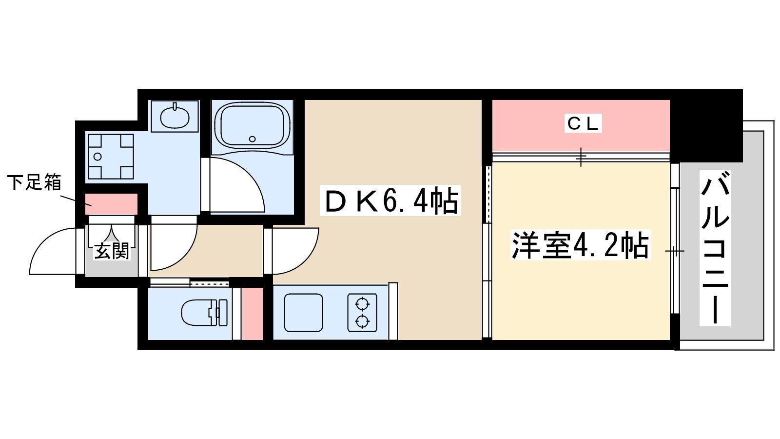 プレジオ江坂Ⅱ(1DK/6階)の間取り写真