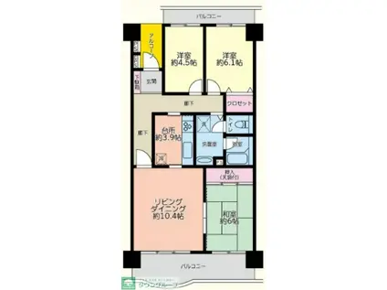 ネオハイツ江戸川台A棟(3LDK/9階)の間取り写真