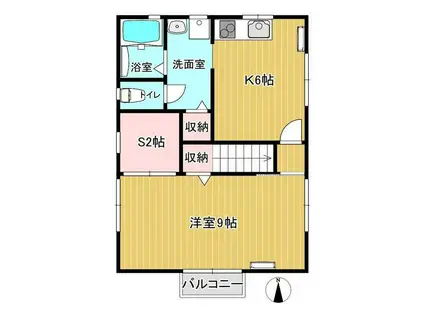 それいゆ奉還町III(1DK/2階)の間取り写真