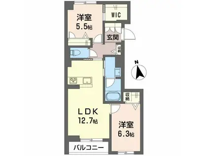 キャピターレウエスト(2LDK/1階)の間取り写真