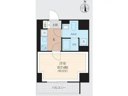 WHARF BO-ON 住吉(1K/7階)の間取り写真