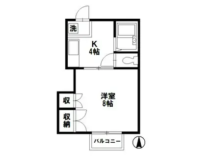 プルティエIII(1K/2階)の間取り写真
