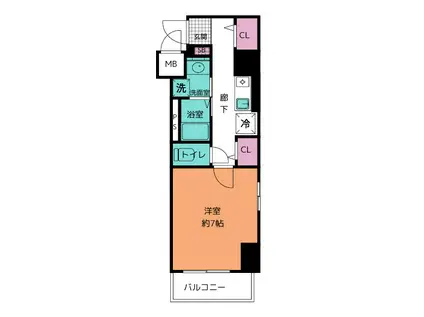 CLAIREFONTAINE西船橋(1K/2階)の間取り写真