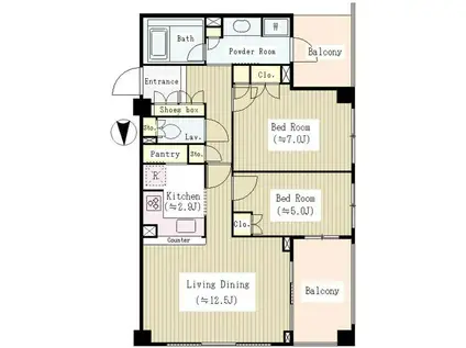 ガーデンコートT(2LDK/5階)の間取り写真