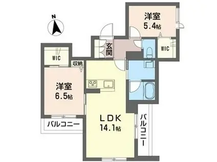 リュミエール ドゥー(2LDK/2階)の間取り写真