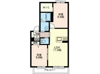 フォレスターI シャーメゾン(2LDK/2階)の間取り写真