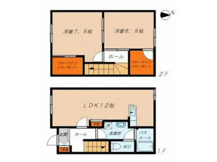 ディアス城山(2LDK/1階)の間取り写真