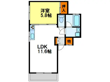 大井ビル(1LDK/1階)の間取り写真