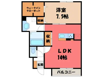 ラフォーレ(1LDK/1階)の間取り写真