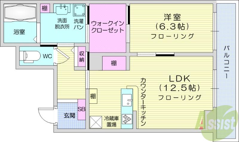 CAMELOTイースト(1LDK/4階)の間取り写真