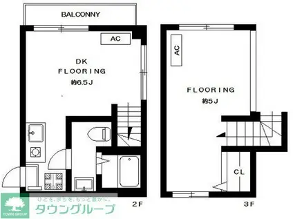 サンドルチェII(1DK/2階)の間取り写真
