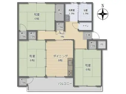 野立ハイツ(3DK/5階)の間取り写真