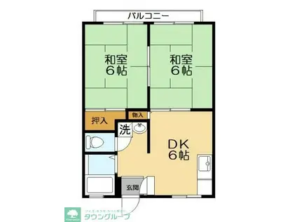 フォーレストII(2DK/2階)の間取り写真