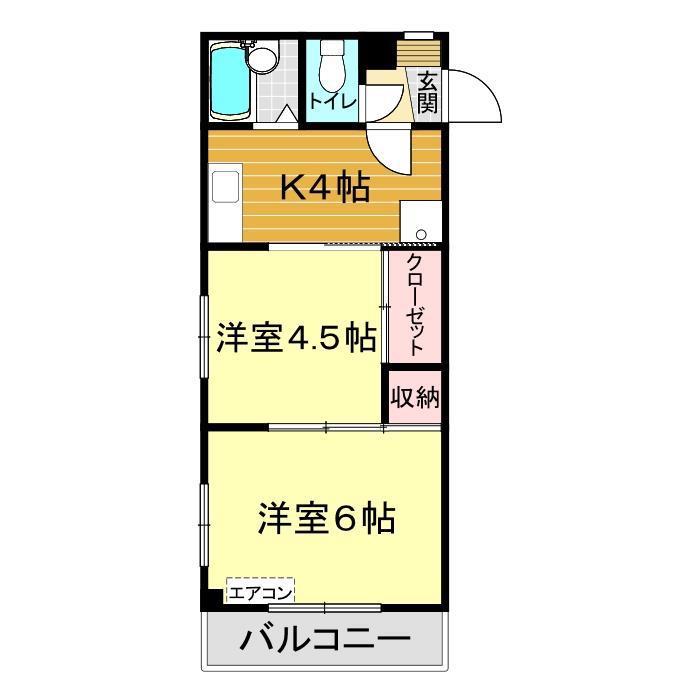 ウェルス南見(2K/2階)の間取り写真