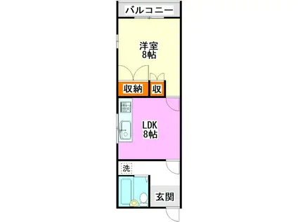 石川ハイツII(1LDK/1階)の間取り写真