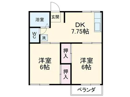 エステート橋本(2DK/1階)の間取り写真
