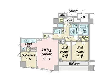 ザ・レジデンス平河町(3LDK/14階)の間取り写真