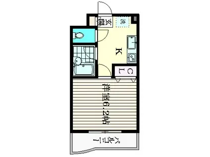 メルベイユイシイ(1K/2階)の間取り写真