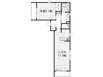 アーバンドエル新中野(1LDK/1階)の間取り写真