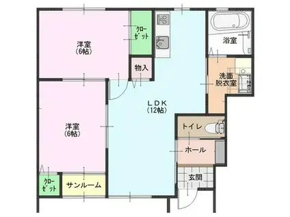 リブヒヤー(2LDK/1階)の間取り写真