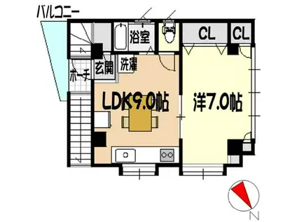 遠藤ビル(1LDK/2階)の間取り写真