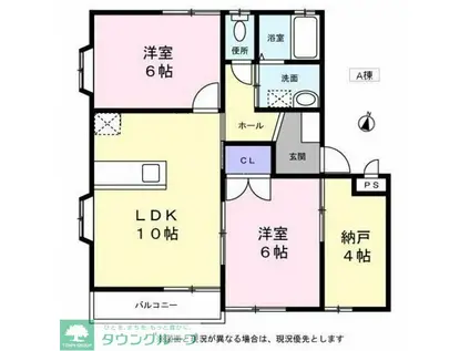 シティーハイツ ルピナスA棟(2SLDK/2階)の間取り写真