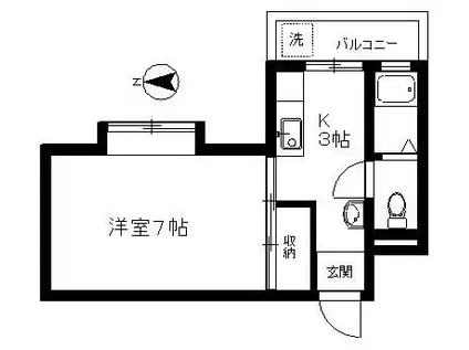ロゼアフラッツ(1K/2階)の間取り写真
