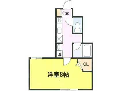 ブリリアンス(1K/1階)の間取り写真