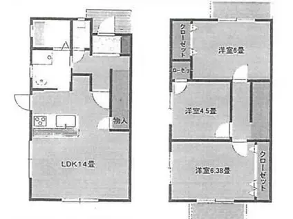 ミュージア春日(3LDK/1階)の間取り写真