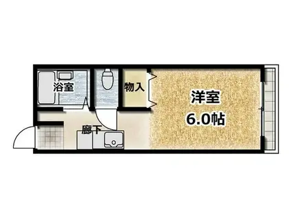 ルームK&H(ワンルーム/2階)の間取り写真