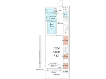 リブリ・秋津ビラ(1K/3階)の間取り写真