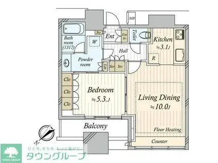 ステーションプラザタワー(1LDK/23階)の間取り写真