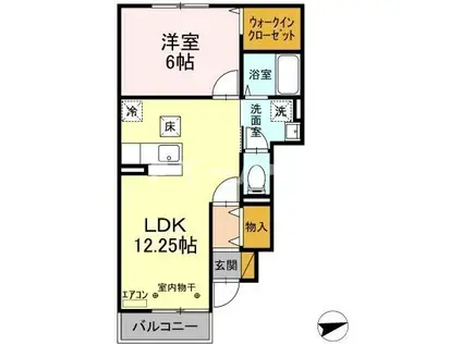 グランドソレーユII(1LDK/1階)の間取り写真