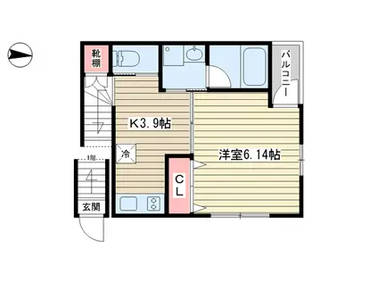 BELLE EQUIPE(1K/2階)の間取り写真