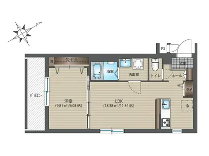 ホワイトムック(1LDK/2階)の間取り写真