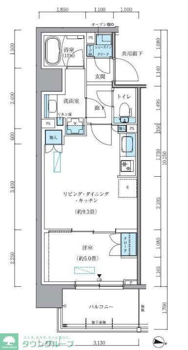 パークアクシス新大橋(1LDK/10階)の間取り写真