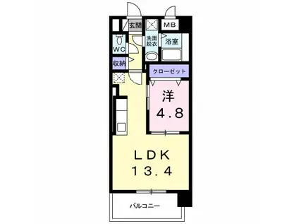 OSANPO上津(1LDK/6階)の間取り写真