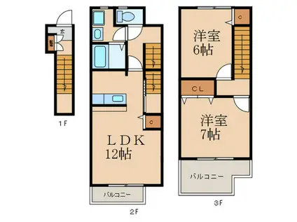 サンシャインブリッジ(2LDK/2階)の間取り写真