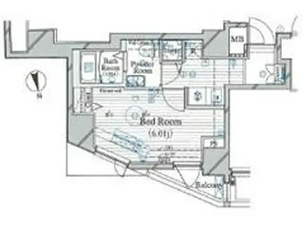 ル・リオン牛込柳町(1K/6階)の間取り写真